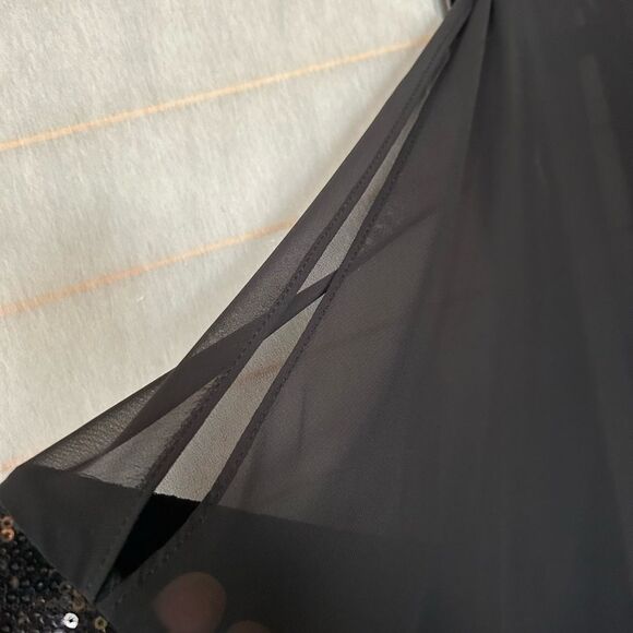 R&M Richards Knee-Length Dress w Sequined Sheer Draped Asymmetrical  Poncho 14W - Picture 9 of 11